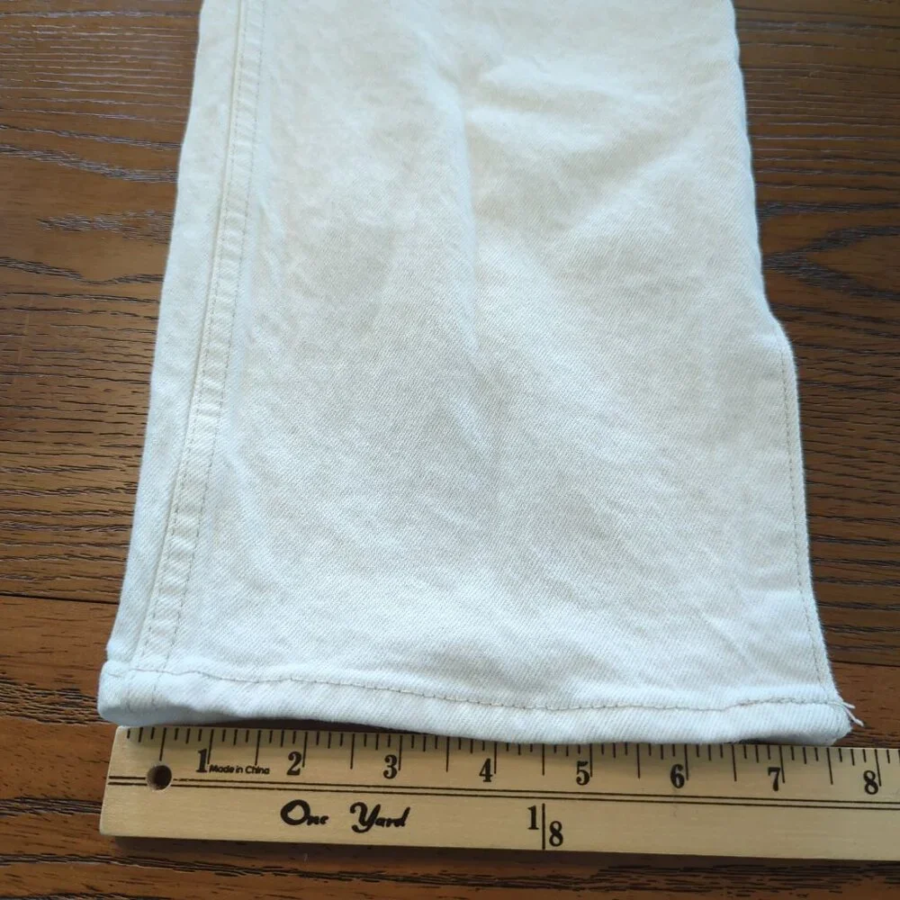 Abercrombie & Fitch Women's White Jeans Sz 14 The Straight Curve Love Slit Hem